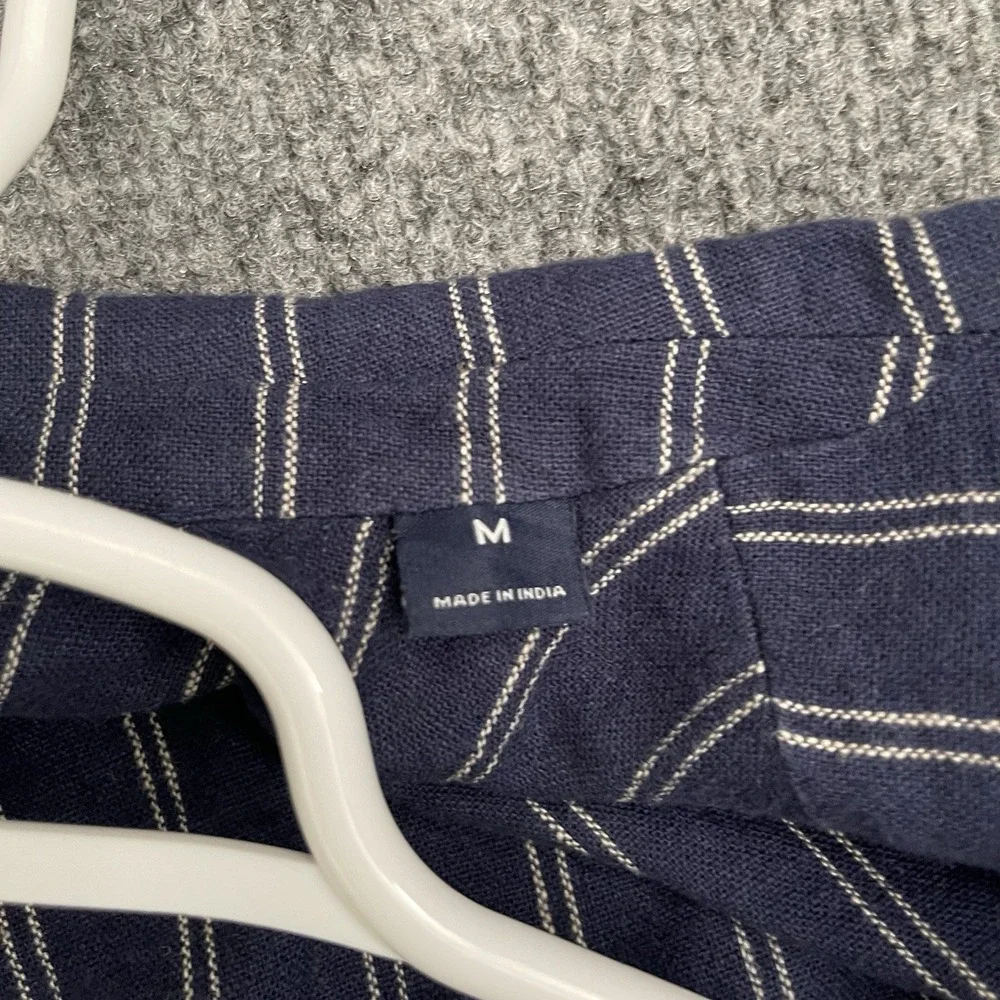 Cremieux Linen Blend Striped Sport Coat Men's Sz M Unstructured Navy Blue